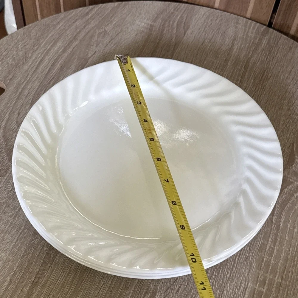 Corelle Enhancements White Swirl Dinner Plates 10.25